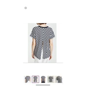 Rag & Bone Kat Split Back Tee in Navy and White Stripes Size S soft boxy modal